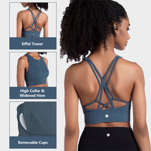 Load image into Gallery viewer, Strappy Sports Bras for Women Crisscross Back Light Support Yoga Bra with Removable Cups Seamless Seamless Comfortable Casual Bra
