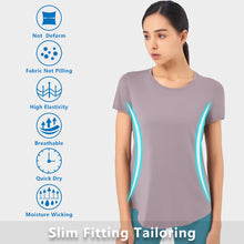 Load image into Gallery viewer, Quick Dry Yoga Tops Exercise Short Sleeve Shirts Workout Running Tops for Women  Athletic Shirts
