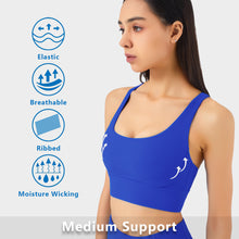 Load image into Gallery viewer, Sports Bra for Women Medium High Support Padded Strappy Running Bras Ribbed U Neck Workout Tops
